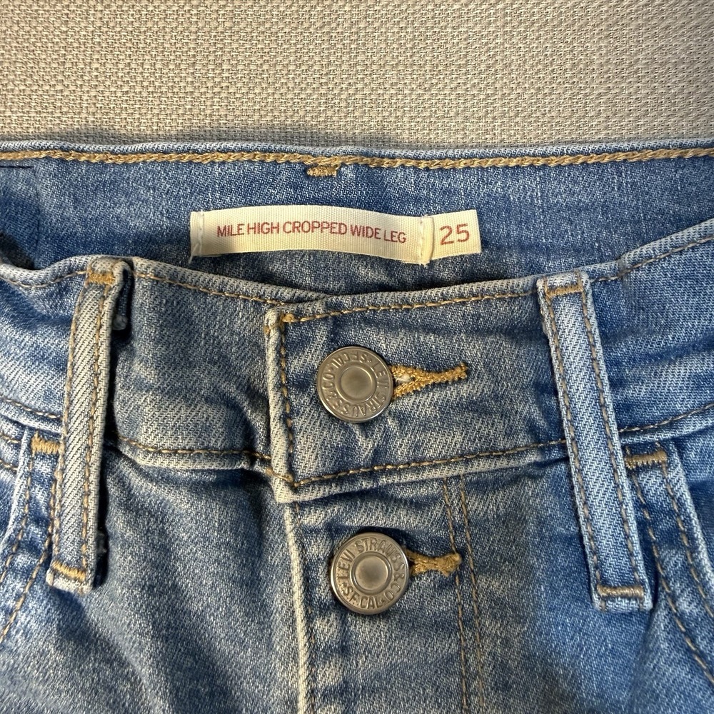 Levi's Mile High Wide Leg Cropped Jeans Womens Size 25 Blue Button Fly Preppy - Picture 3 of 10